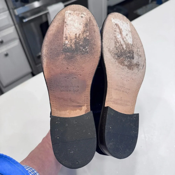 DEL TORO Blue Velvet Boots Leather Soles. Hand Made In Italy Sz 5 Fits Sz 6 - Picture 8 of 12